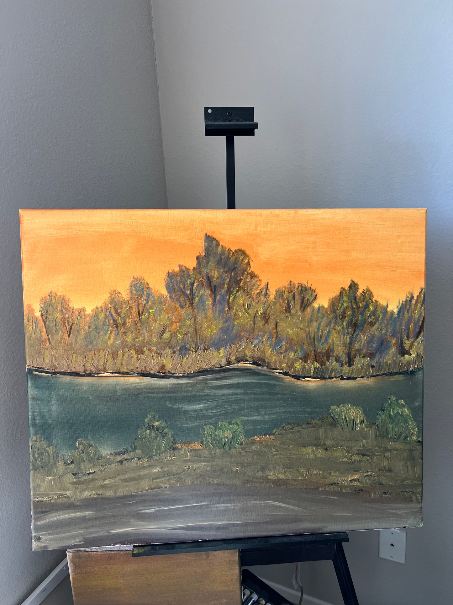 oil on canvas ~ sunset at the lake