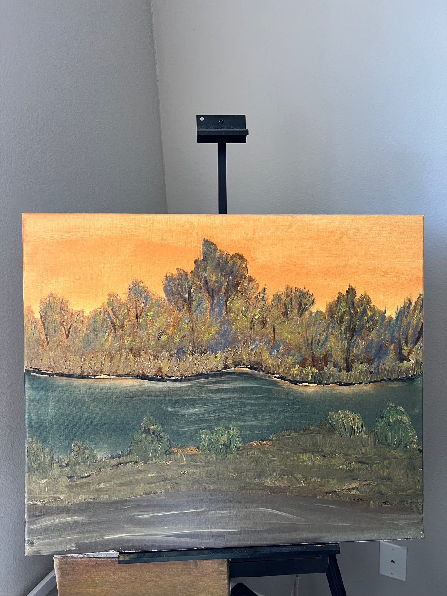 oil on canvas ~ sunset at the lake